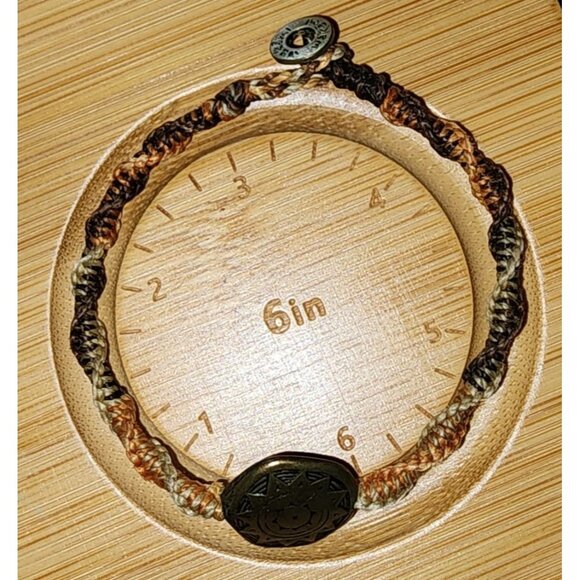 Wakami Twisted Earth Boho Waxed Bracelet Browns Sun Charm Detail Jewelry - Picture 4 of 4